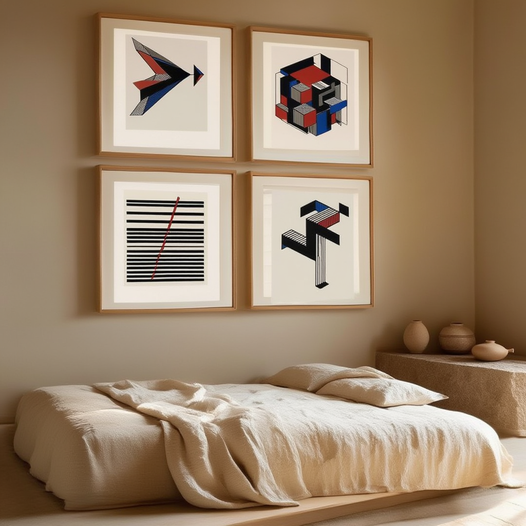 Set of 4 Bauhaus Modern Art Prints – Geometric Contemporary Wall Decor - Hakyarts