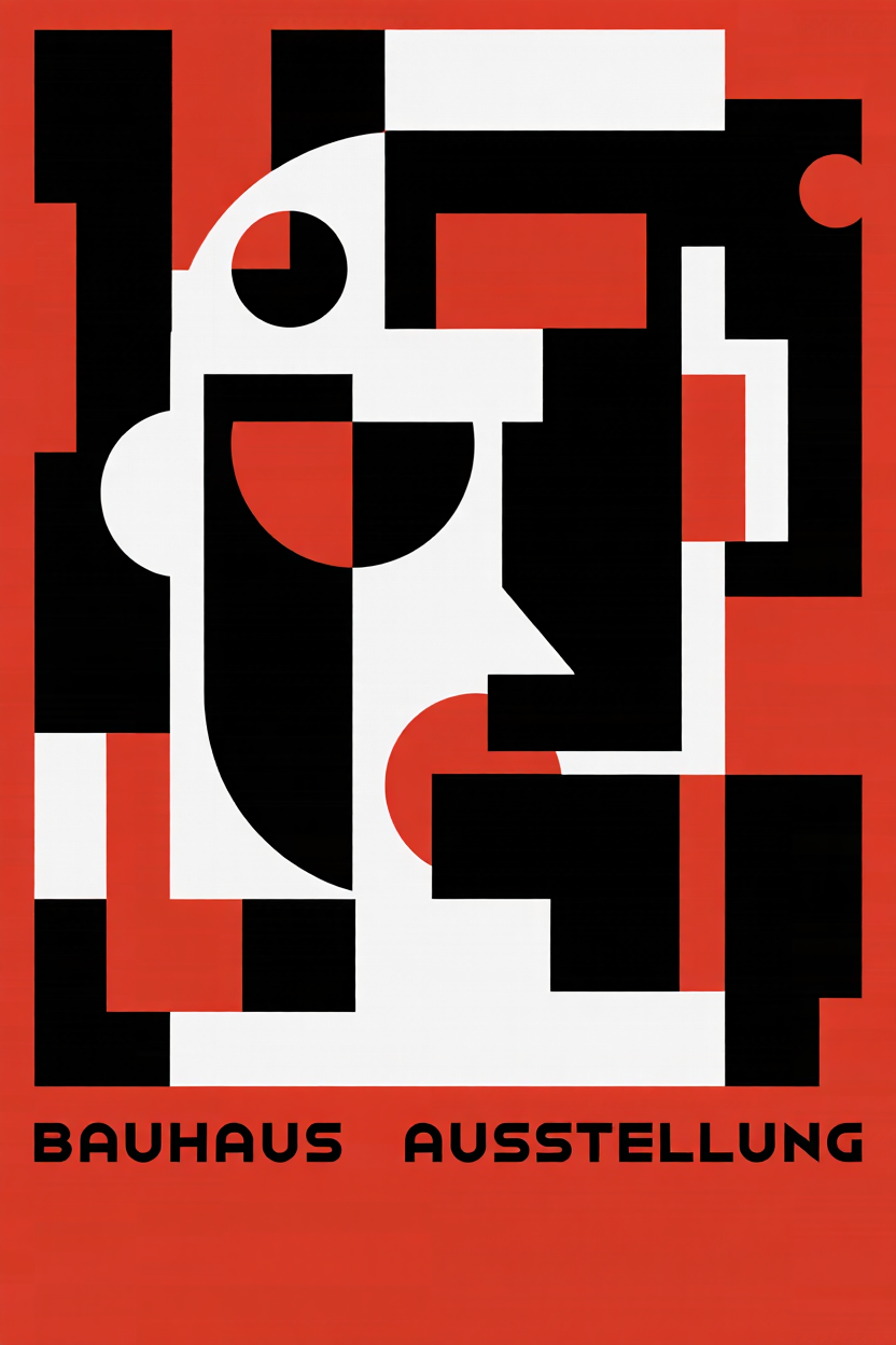 Bauhaus Ausstellung Dark Red – Modernist Abstract Art Print