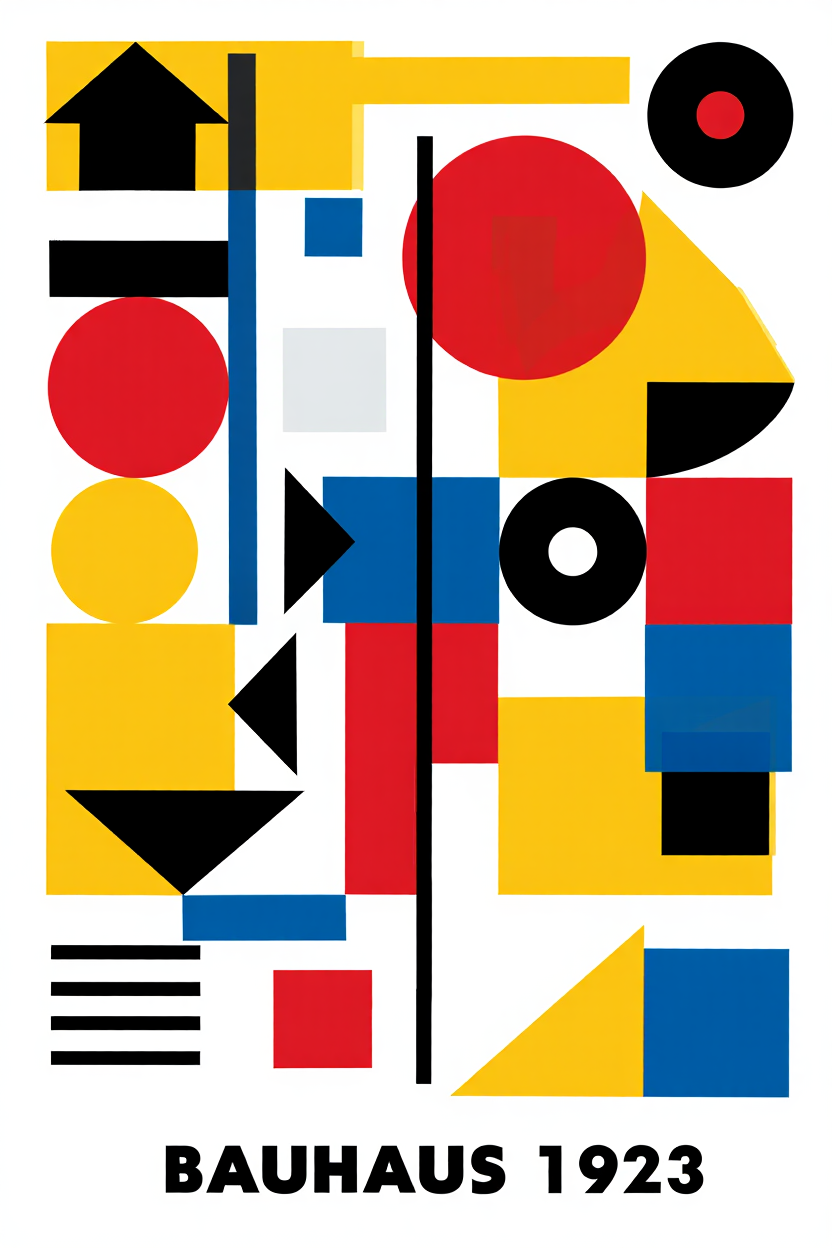 Set of 4 Wall Art Prints – Bauhaus, Constructivist & Vintage Botanical Gallery Collection