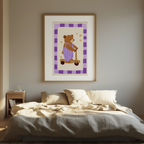 Bear on Scooter – Minimalist Wall Art Print
