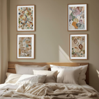 Set of 4 Eclectic Maximalist Prints – Bold, Layered Abstract Wall Art