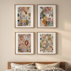 Set of 4 Eclectic Maximalist Prints – Bold, Layered Abstract Wall Art