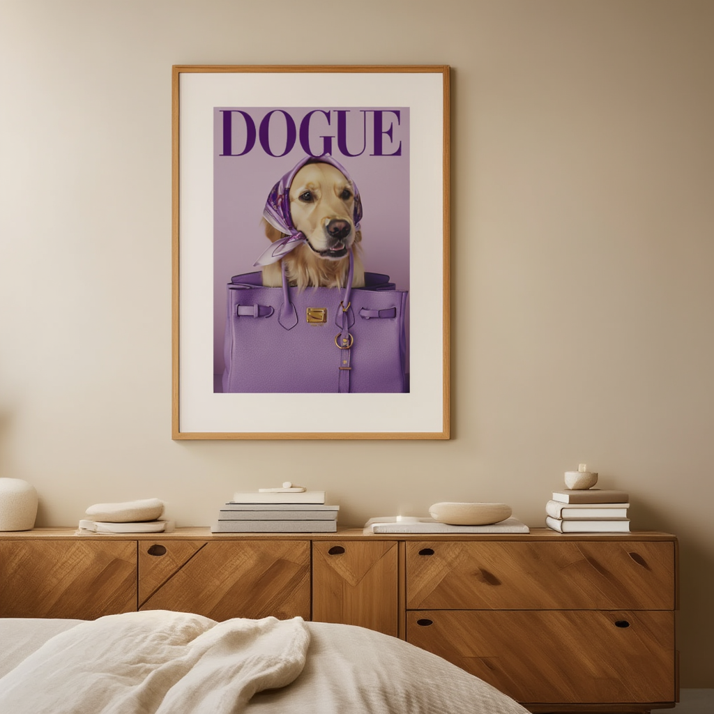 Dogue – Golden Retriever Lavender Cover – Minimalist Wall Art Print