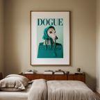 DOGUE – Whippet Teal Wall Art Print | Minimalist Fashion Dog Poster | Elegant Modern Pet Decor