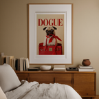 DOGUE – Pug Red Wall Art Print | Fashion Dog Poster | Bold Minimalist Pet Decor