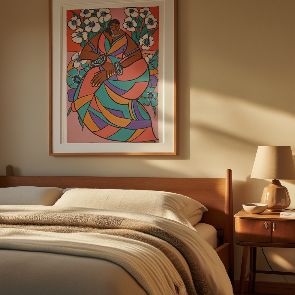 Radiant Heritage – Colourful Folk Art Portrait of a Black Woman