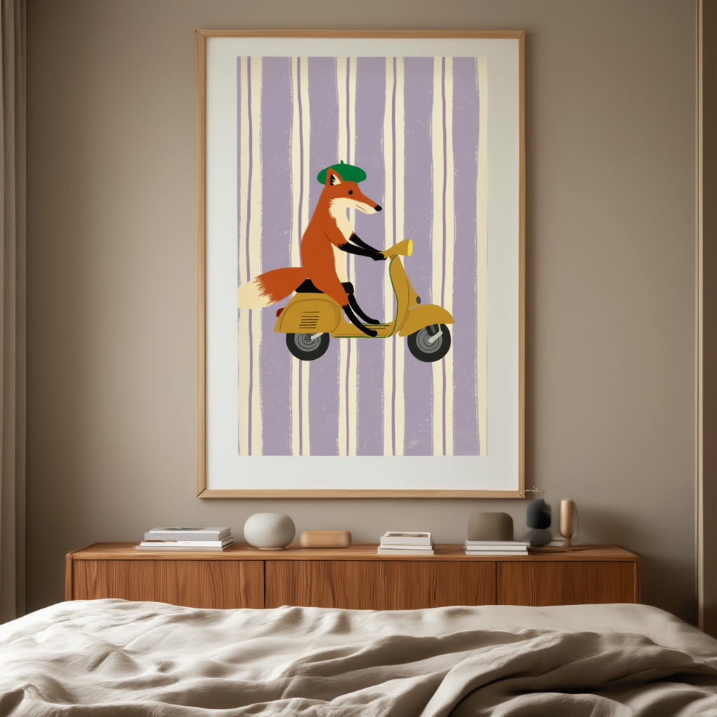Scooter Fox – Lavender Stripes – Minimalist Wall Art Print