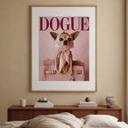 DOGUE – Chihuahua Pink Wall Art Print | Chic Fashion Dog Poster | Minimalist Pet Decor