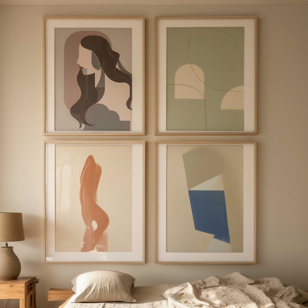 4 Geometric Abstract Portrait Prints – Dusty Pink & Gray Modern Wall Art for Living Room, Bedroom & Studio Decor - Hakyarts