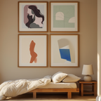 4 Geometric Abstract Portrait Prints – Dusty Pink & Gray Modern Wall Art for Living Room, Bedroom & Studio Decor - Hakyarts