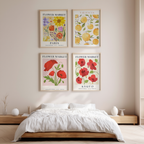 Set of 4 Art Prints  – Flower Market - Hakyarts