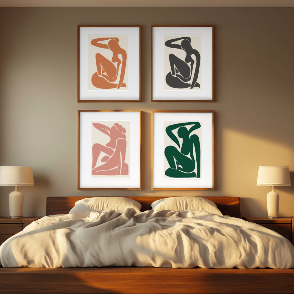 Set of 4 Abstract Nude Line Art Prints – Matisse Inspired Modern Décor