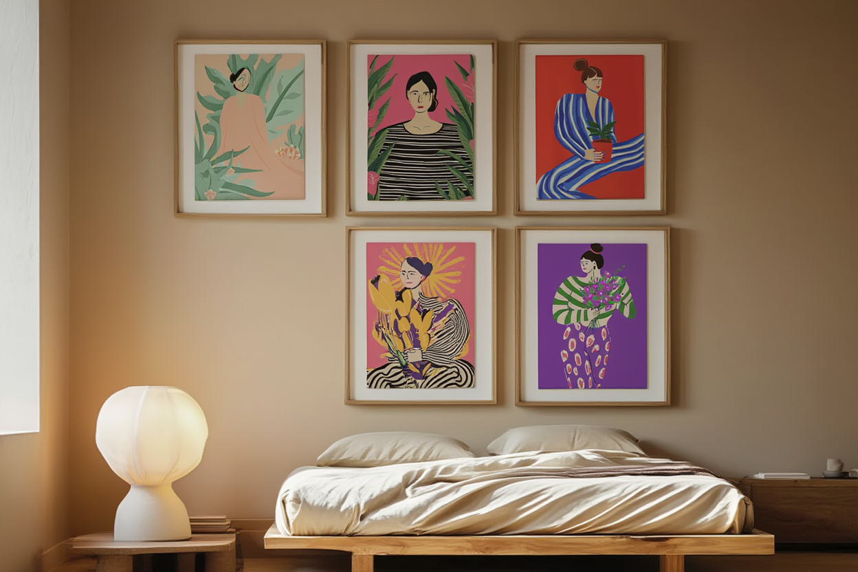 5 Colorful Flower Bouquet Prints – Feminine Wall Art for Living Room, Bedroom & Office Decor - Hakyarts