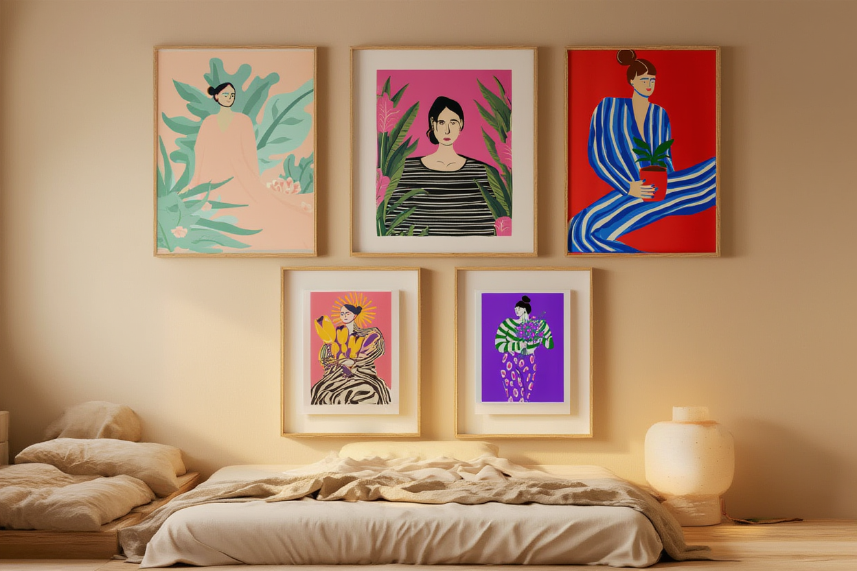5 Colorful Flower Bouquet Prints – Feminine Wall Art for Living Room, Bedroom & Office Decor - Hakyarts