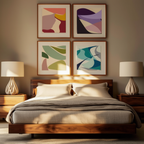 Set of 4 Abstract Shapes Prints – Plum Berry, Sunset, Cool Ocean & Earthy Greens