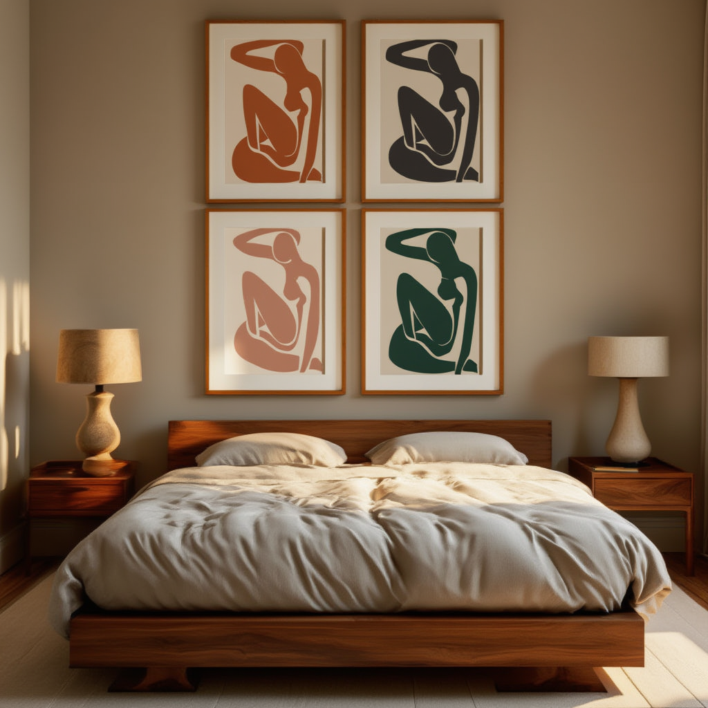 Set of 4 Abstract Nude Line Art Prints – Matisse Inspired Modern Décor