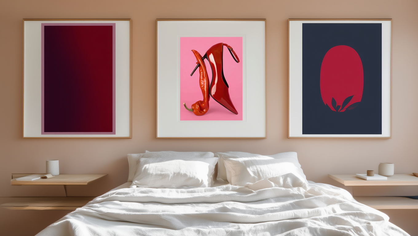 Red Harmony – Set of 3 Red-Themed Wall Art Prints