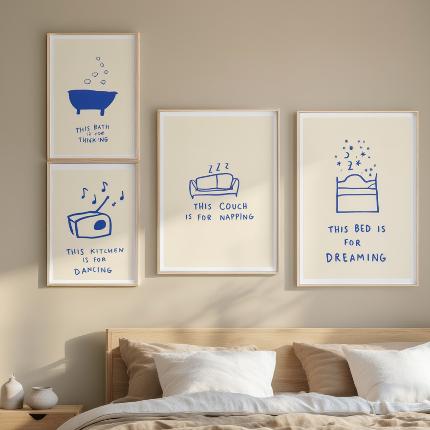 Set of 4 Lifestyle Prints – Modern Living Wall Art