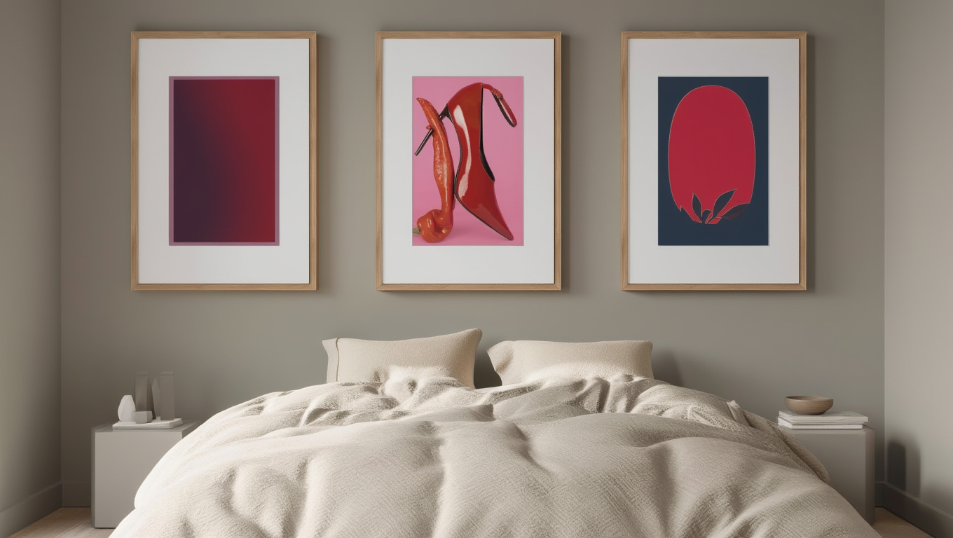 Red Harmony – Set of 3 Red-Themed Wall Art Prints