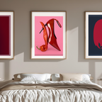 Red Harmony – Set of 3 Red-Themed Wall Art Prints - Hakyarts