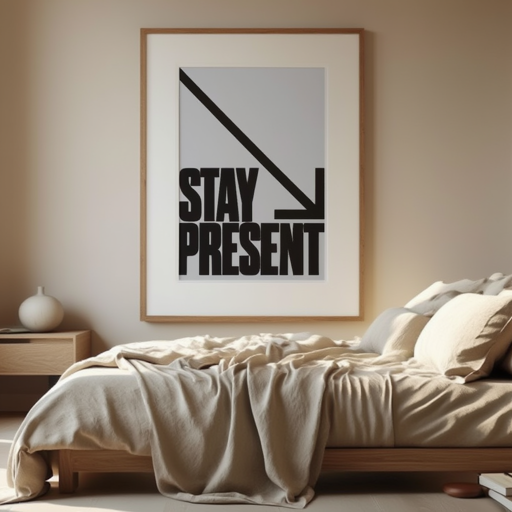 Stay Present – Be Here – Street Style Motivational Poster – Modern Urban Art Print