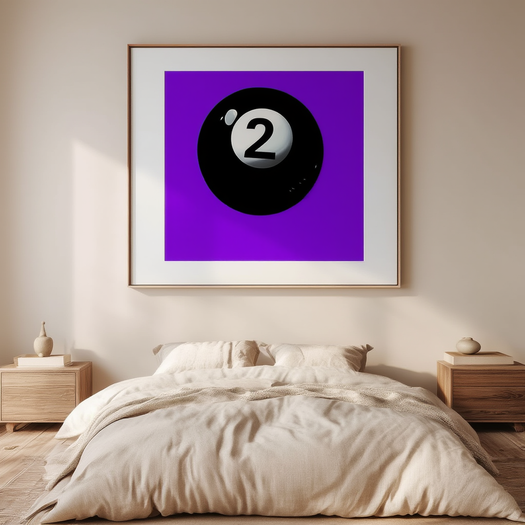 Purple Black Pool Ball – Number 2 – Minimalist Wall Art Print