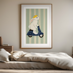 Scooter Rabbit – Green Stripes – Minimalist Wall Art Print