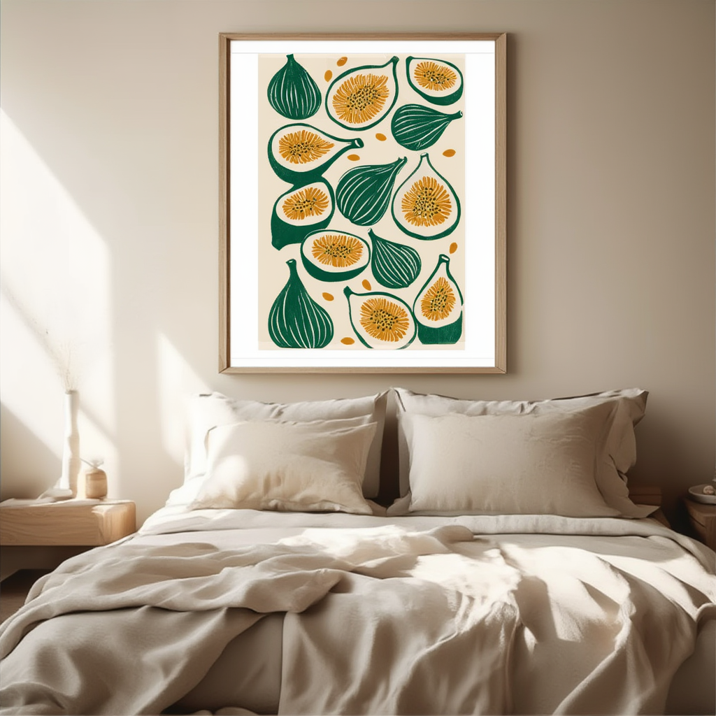 Green Gold Figs – Minimalist Scandinavian Wall Art Print