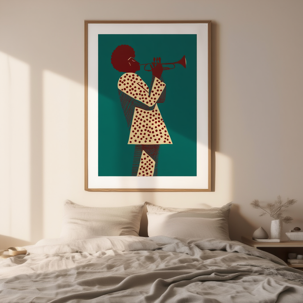 Jazz Trumpet – Teal – Minimalist Wall Art Print