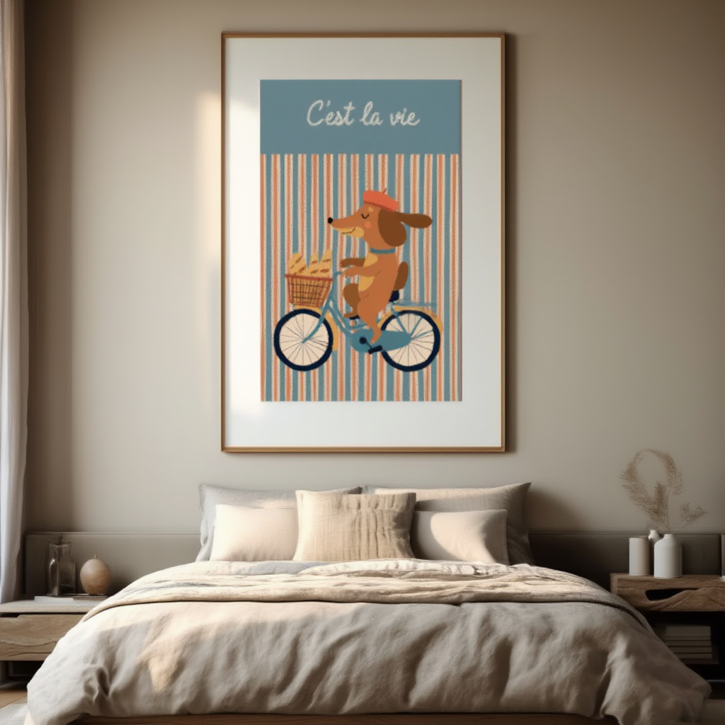 C’est la Vie – Dog Illustrated Print – Minimalist Wall Art