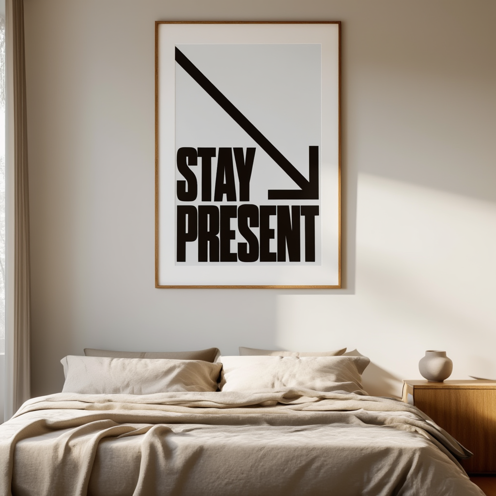 Stay Present – Be Here – Street Style Motivational Poster – Modern Urban Art Print