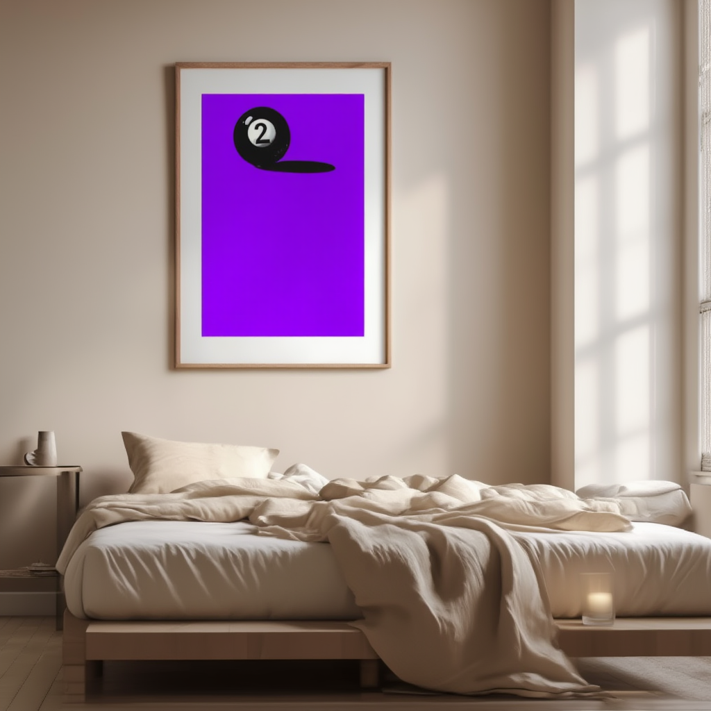 Purple Black Pool Ball – Number 2 – Minimalist Wall Art Print