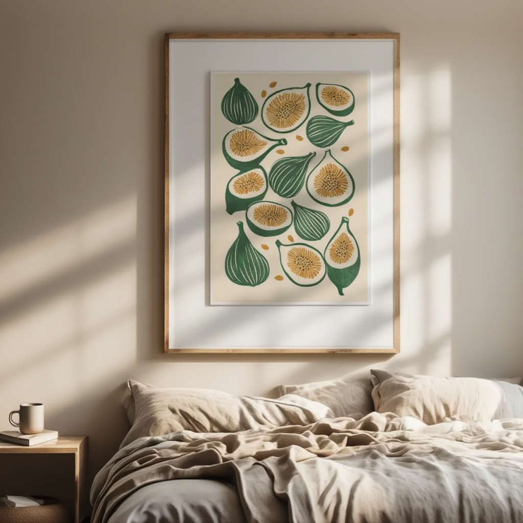 Green Gold Figs – Minimalist Scandinavian Wall Art Print