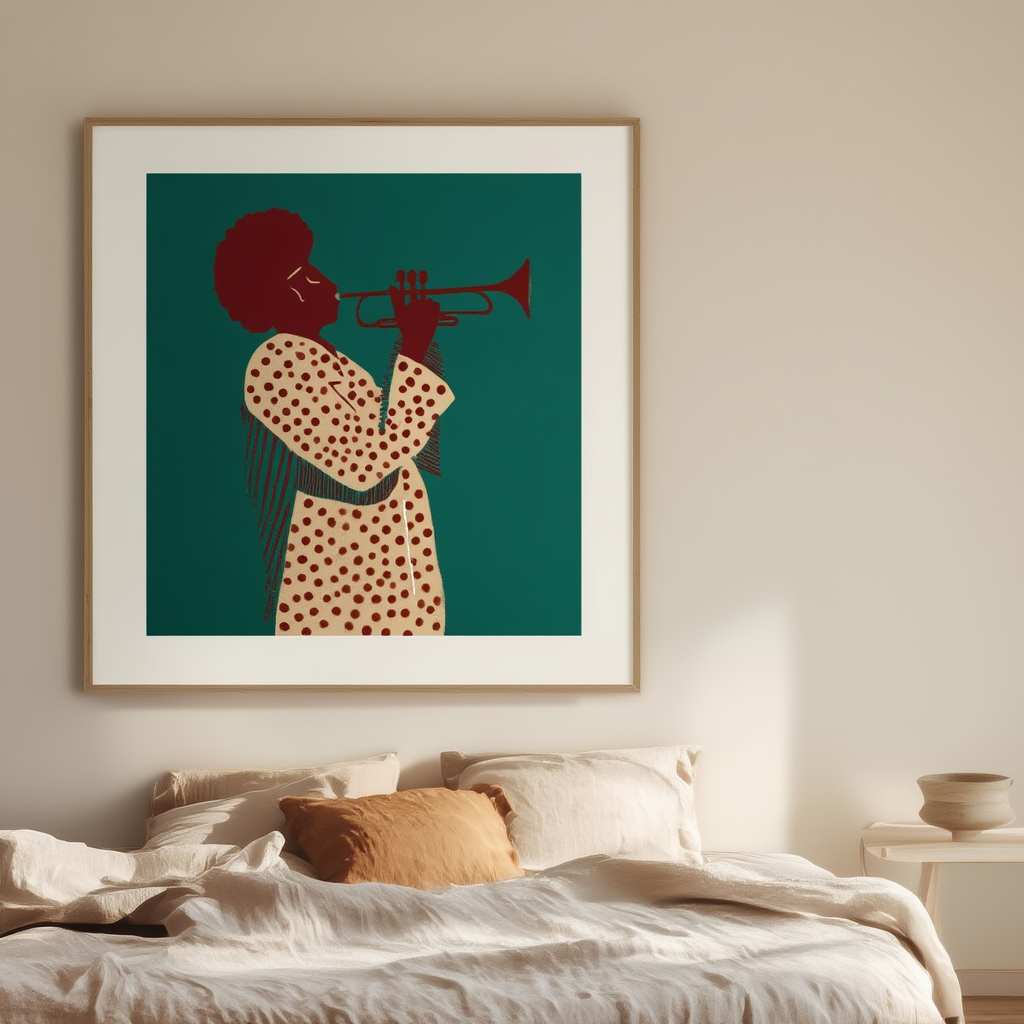 Jazz Trumpet – Teal – Minimalist Wall Art Print