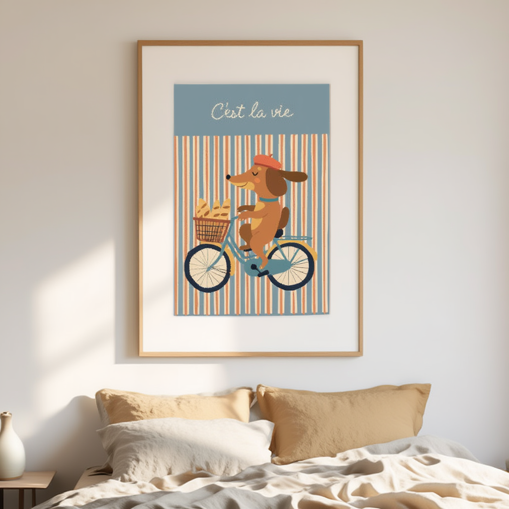 C’est la Vie – Dog Illustrated Print – Minimalist Wall Art