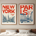 Set of 2 New York & Paris Illustrated Prints