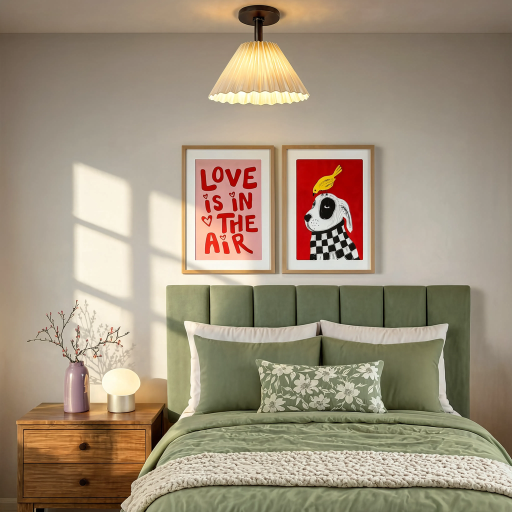 Set of 2 Best Friend Dogs & Love Is In The Air Wall Art Prints – Whimsical Animal & Romantic Gallery Set