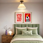 Set of 2 Best Friend Dogs & Love Is In The Air Wall Art Prints – Whimsical Animal & Romantic Gallery Set