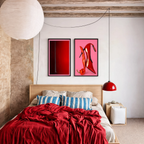 Set of 2 Wall Art Prints – Red Hot Spicy Shoes Fashion Illustration & Red Pool Abstract Art Collection
