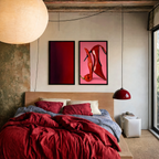 Set of 2 Wall Art Prints – Red Hot Spicy Shoes Fashion Illustration & Red Pool Abstract Art Collection