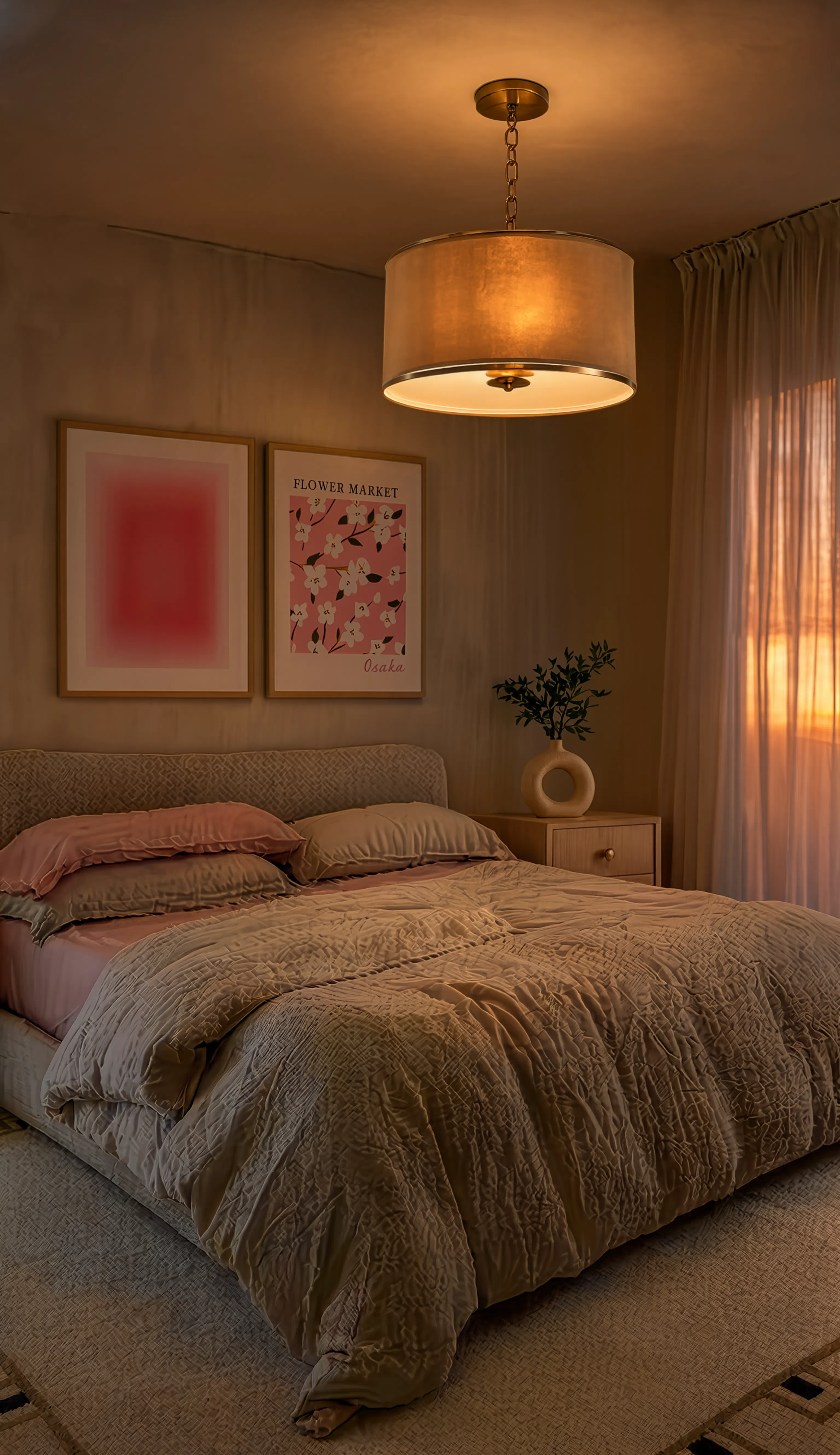 Set of 2 Floral & Geometric Wall Art Prints – Flower Market Osaka & Fragmented Horizons Gallery Set