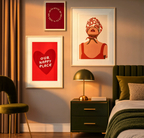 Set of 3 Modern Fashion & Typography Wall Art Prints | Stylish Woman, Our Happy Place & Life Is Great