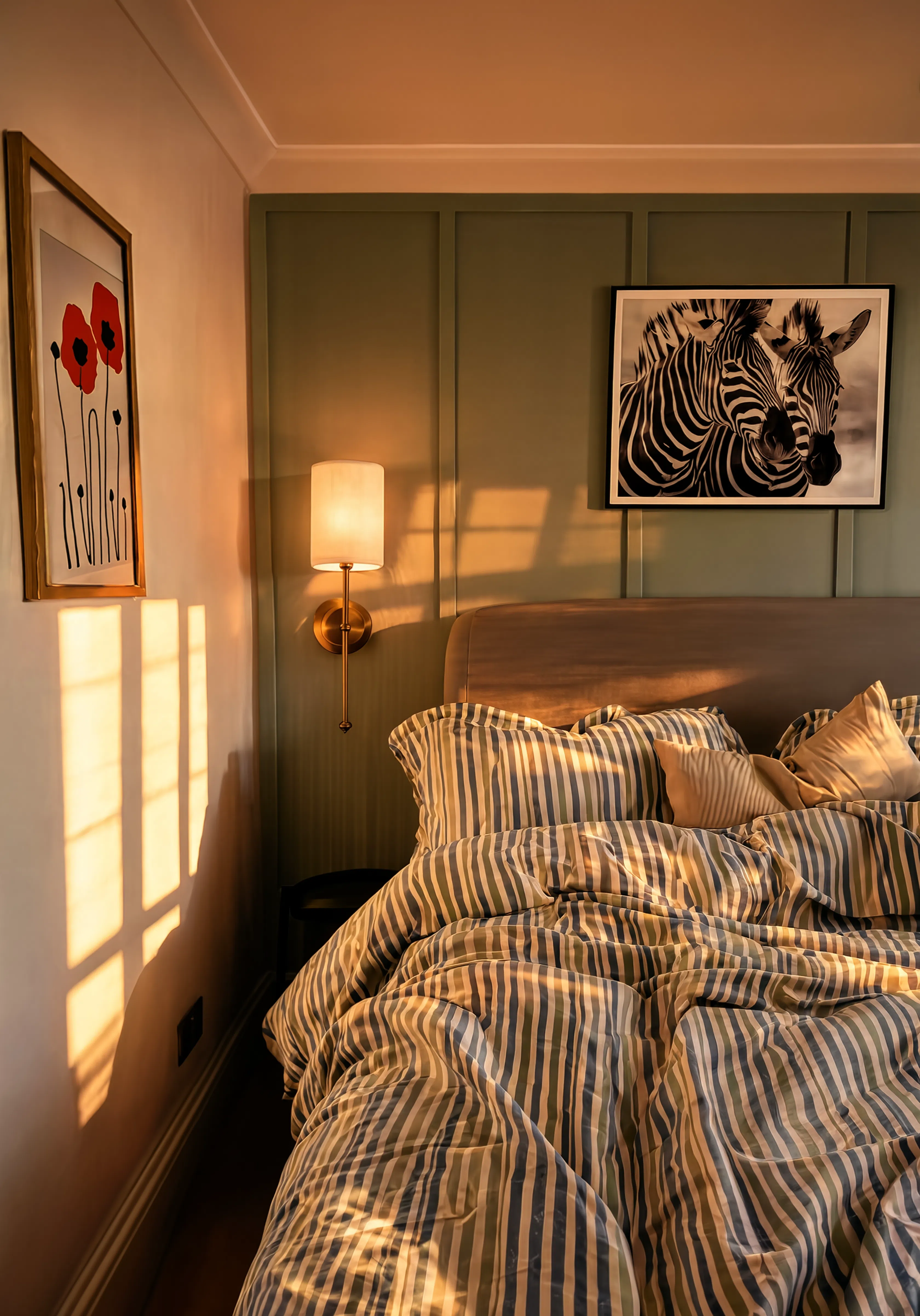Set of 2 Bohemian Animal & Floral Wall Art Prints – Zebras & Red Poppies Gallery Set