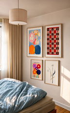Set of 4 Wall Art Prints – Abstract Spiritual, Kilim & Botanical Art Collection