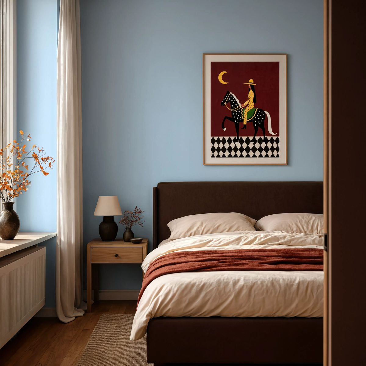 Folk-Art Rider Variation | Contemporary Folk Art Wall Art Print