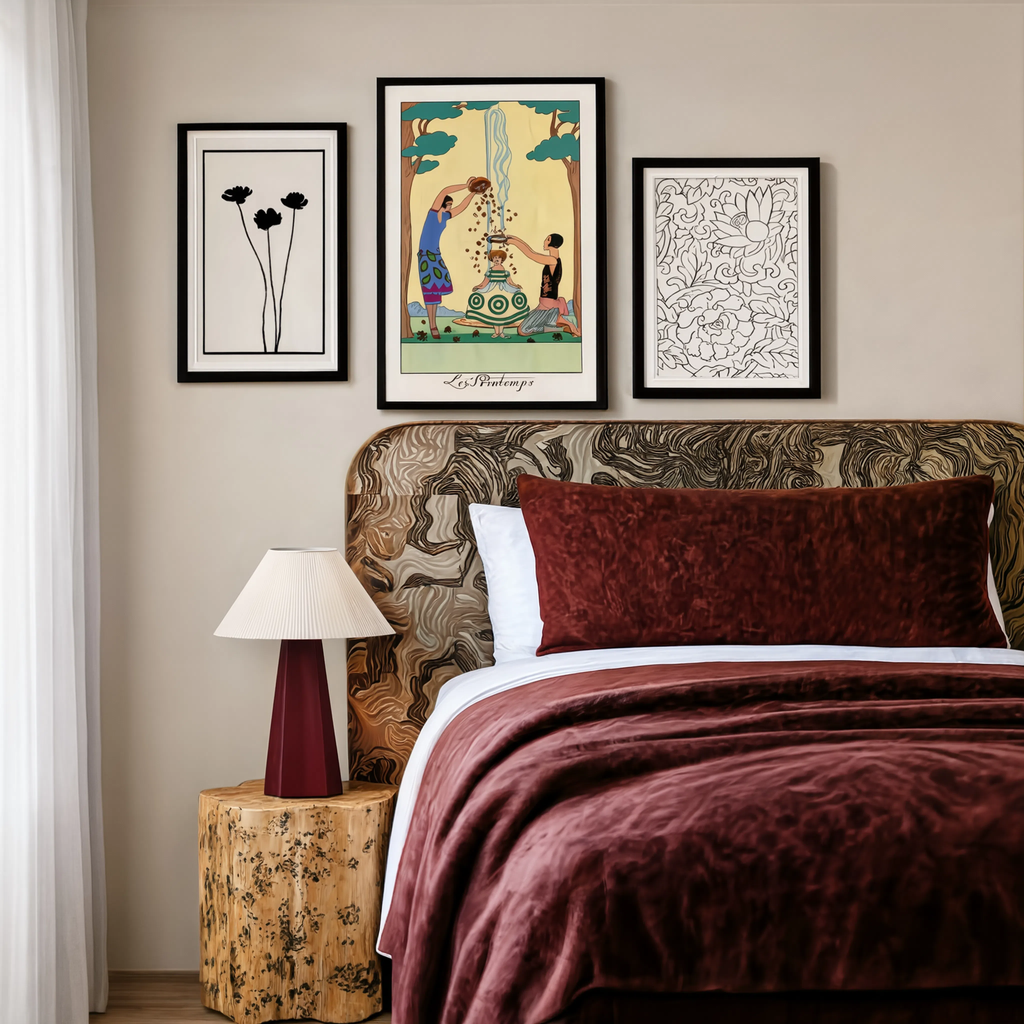 Set of 3 – Monochrome Botanica & Art Deco Floral Wall Art Print Collection