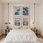 Set of 4 Wall Art Prints – Yasuragi Ocean Waves, Blue Irises & Japanese Ukiyo-e Collection