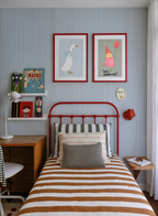 Set of 2 Blue Striped Goose & Celebrations | Scandinavian & Contemporary Folk Art Prints