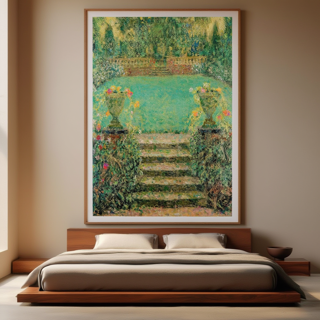 Les Marches du Jardin, Gerberoy (1931) by Henri Le Sidaner – Landscape & Garden Art Print