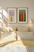 Set of 2 Emerald Plum Figures & Vase and Branches – Mustard Hues | Contemporary Figurative & Botanical Still Life Wall Art